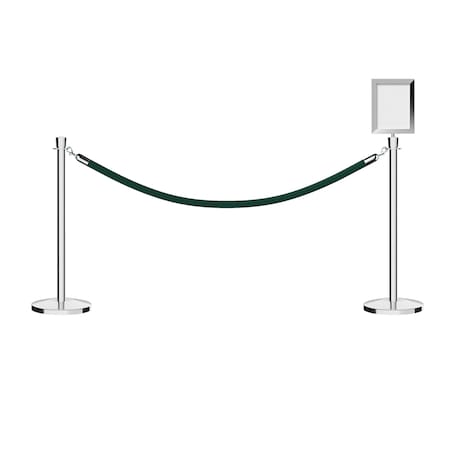 Stanchion Post & Rope Kit Pol.Steel,2CrownTop 1Green Rope 8.5x11V Sign
